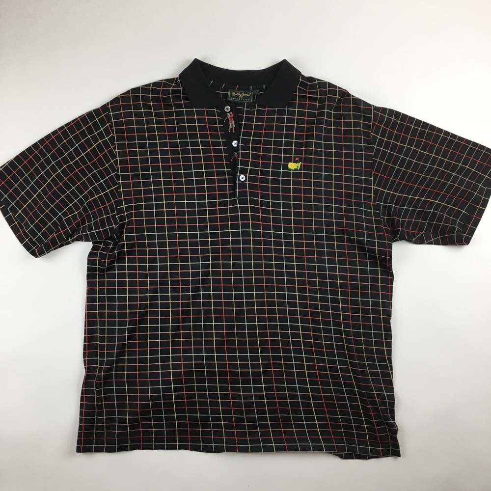 Bobby Jones Collection Mens Size L Black Golf Polo Augusta Masters Logo.
